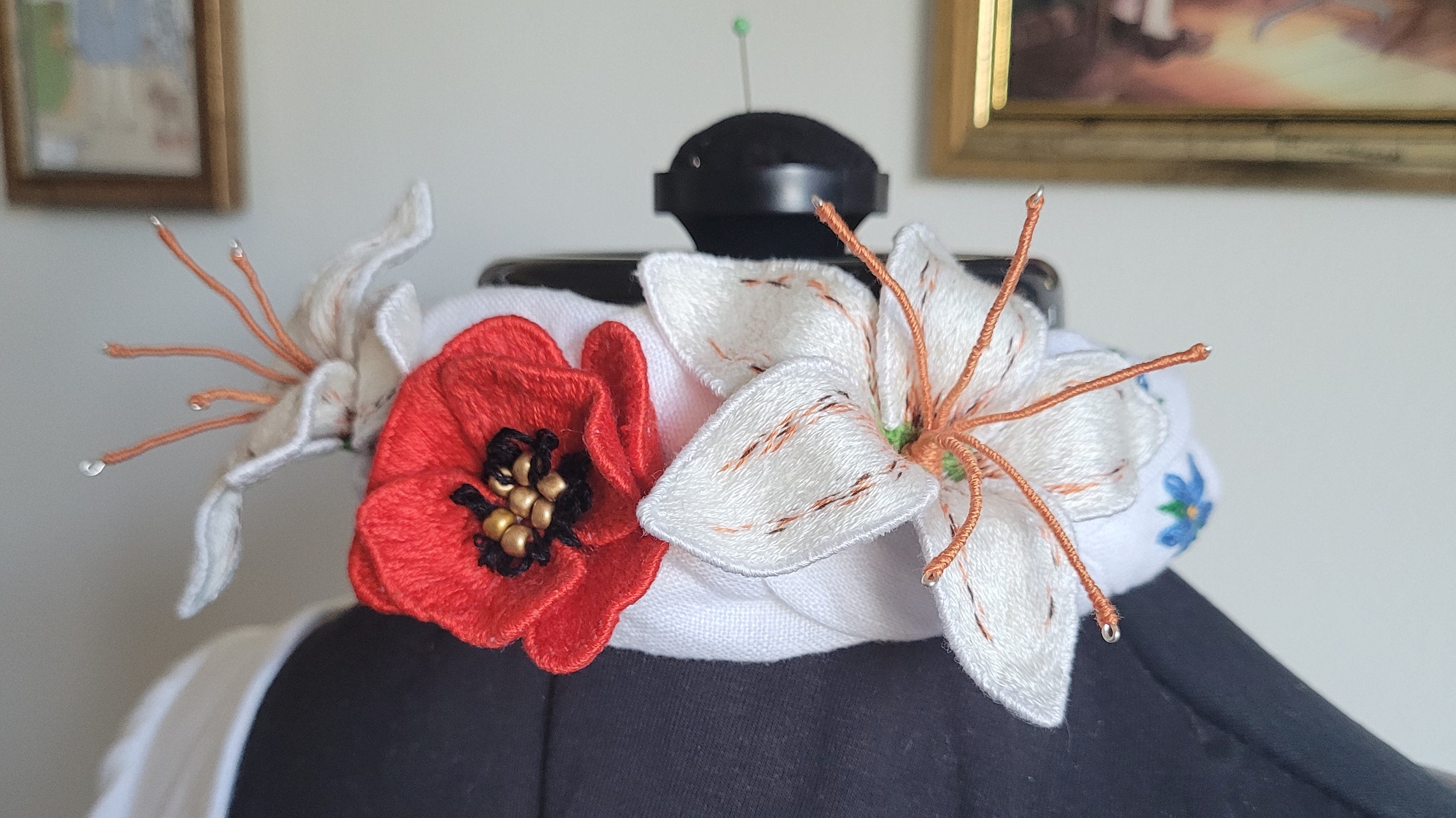 3D hand embroidery headband