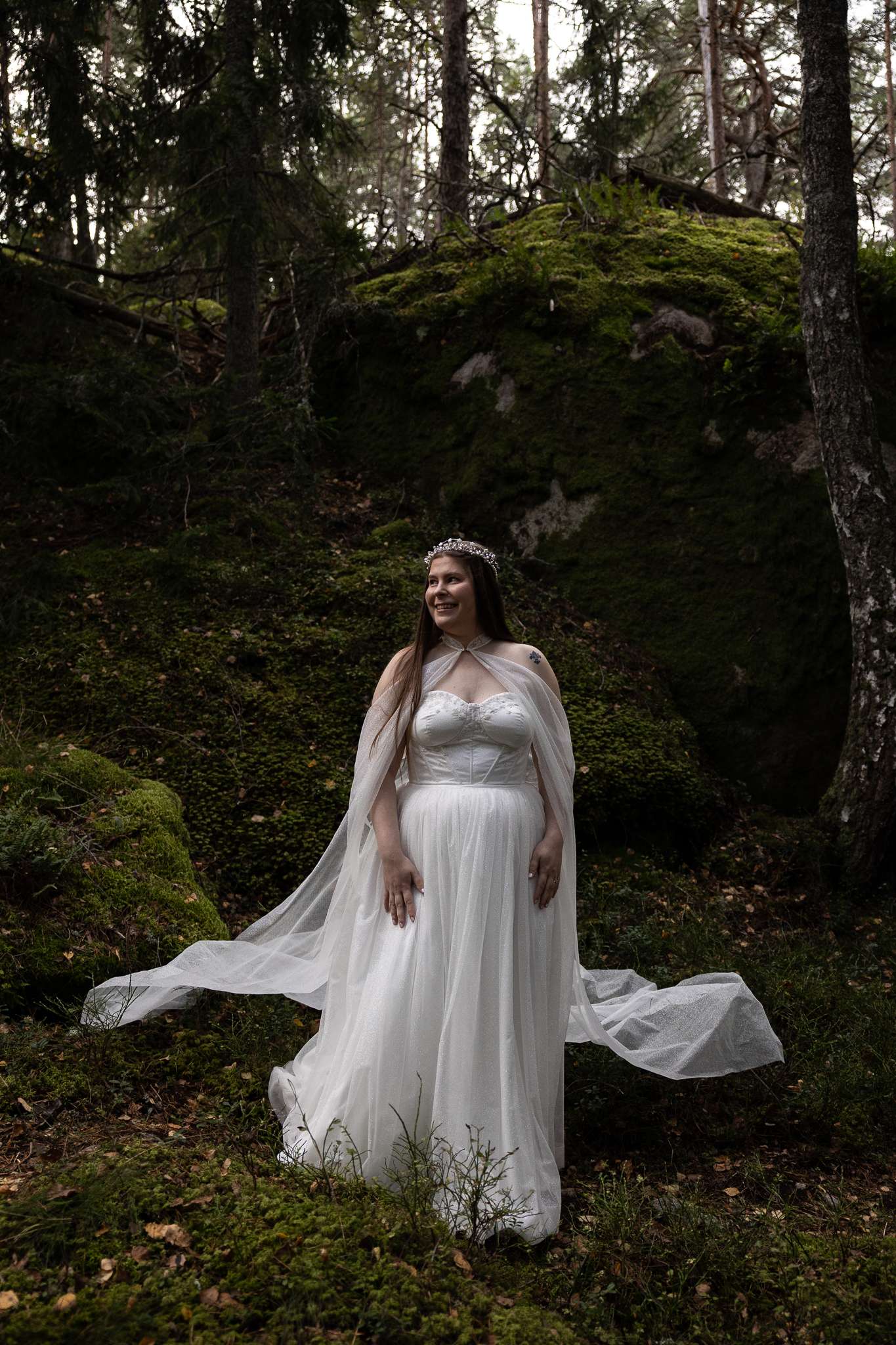Sparkly tulle wedding dress with corset